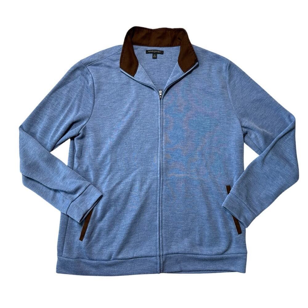 Banana Republic Full zip, Lightweight Sweater w/ Brown trim, size men's XL